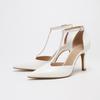 On Feet & In Love: Stylish T-Strap Pointed Toe Stilettos with Comfortable Buckle Closure