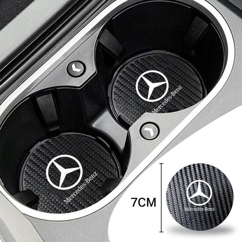 2Pcs Car Coaster Anti-noise Anti Slip Water Cup Pad Mat For MERCEDES BENZ W211 W204 W210 W203 CLA GLA Car Interior Accessories QF1