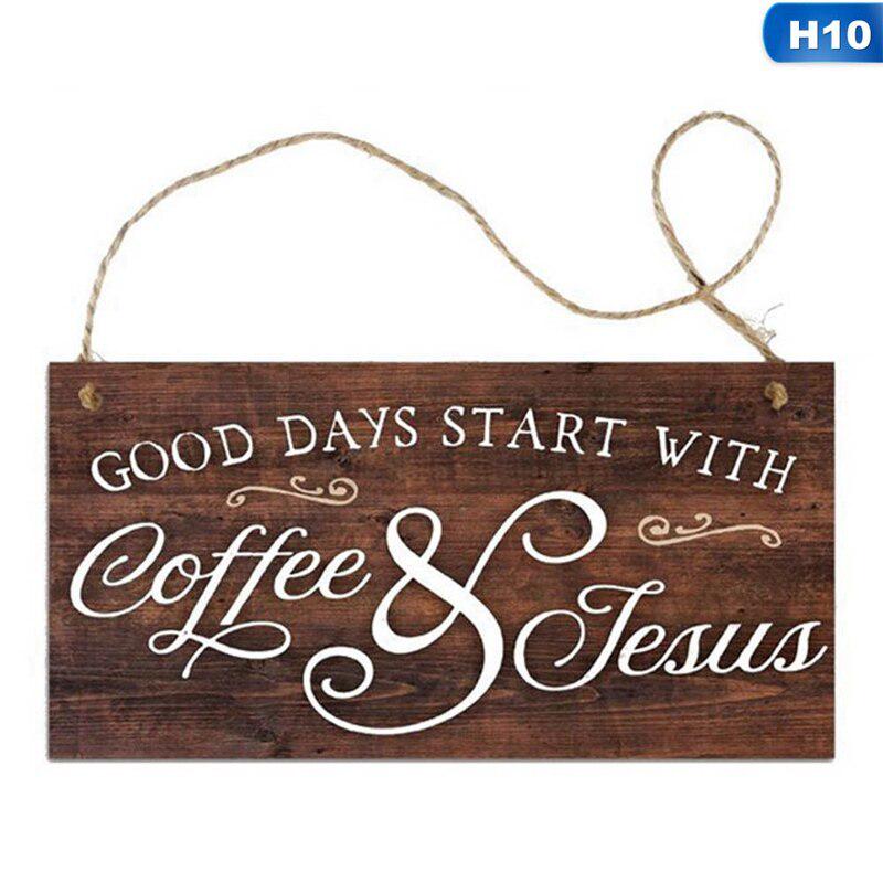 Horienteeon Targa Decorativa In Legno Per Caffetteria 30x30 Cm - Cartello Rustico Con Scritta Coffee E Corda In Iuta - Insegna Da Parete Per Bar, Ristorante E Casa - Regalo Di Inaugurazione Per Amanti Del Caffè - 6