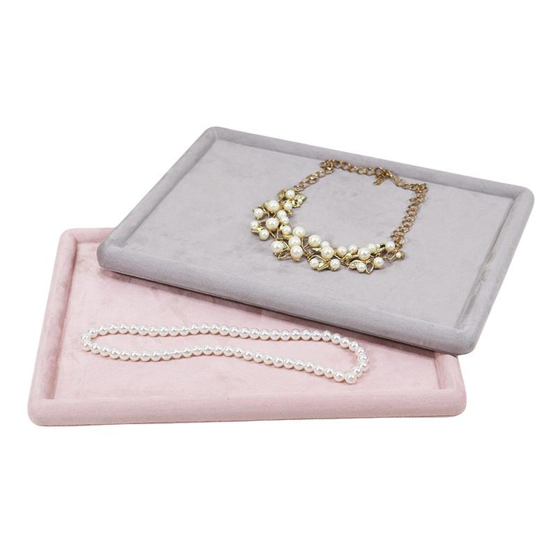 Jewelry Tray Show Stand Shop Organizer Velvet Solid Color Jewelry Display Tray Necklace Glasses Watch Display Props