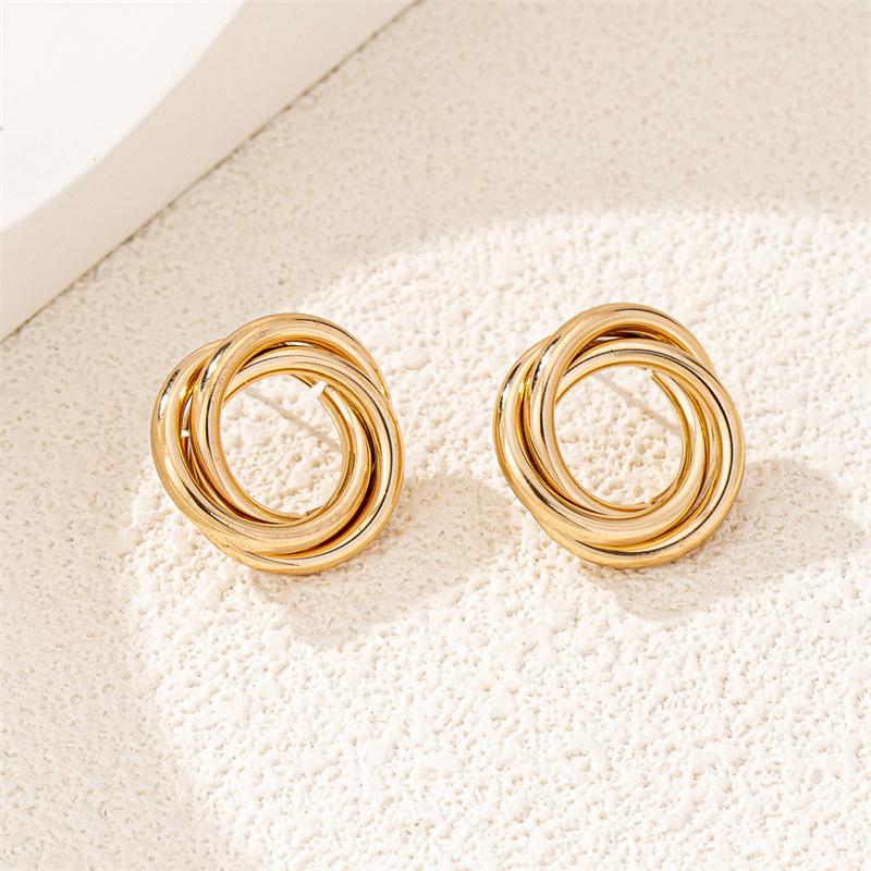 Trending Simple Metal Circular Stud Earring Fashion Party Statement Minimalist Cheap Earrings Female Jewelry For Woman Gifts