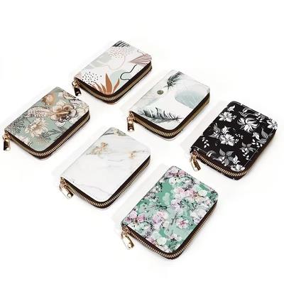 Aesthetic Flower Pattern Short Wallet Clutch Zipper Credit Card Case Women's Classic Wallet Bags