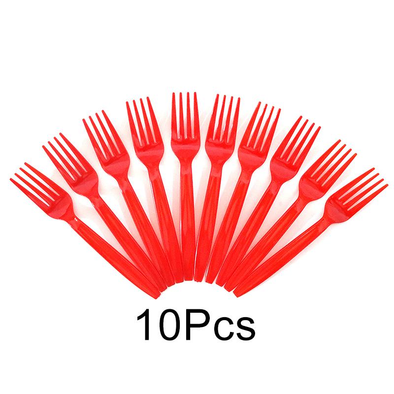 10Pcs/Set Disposable Tableware Set Spoon Fork Happy New Year Merry Christmas Party Supplies Paper Plates X-mas Party Decorations