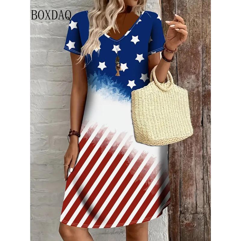 

3D Vintage Women Flowers Printed Dresses Summer Plus Size Short Sleeve V-Neck Casual A-Line Knee-length Dress Loose Vestidos S