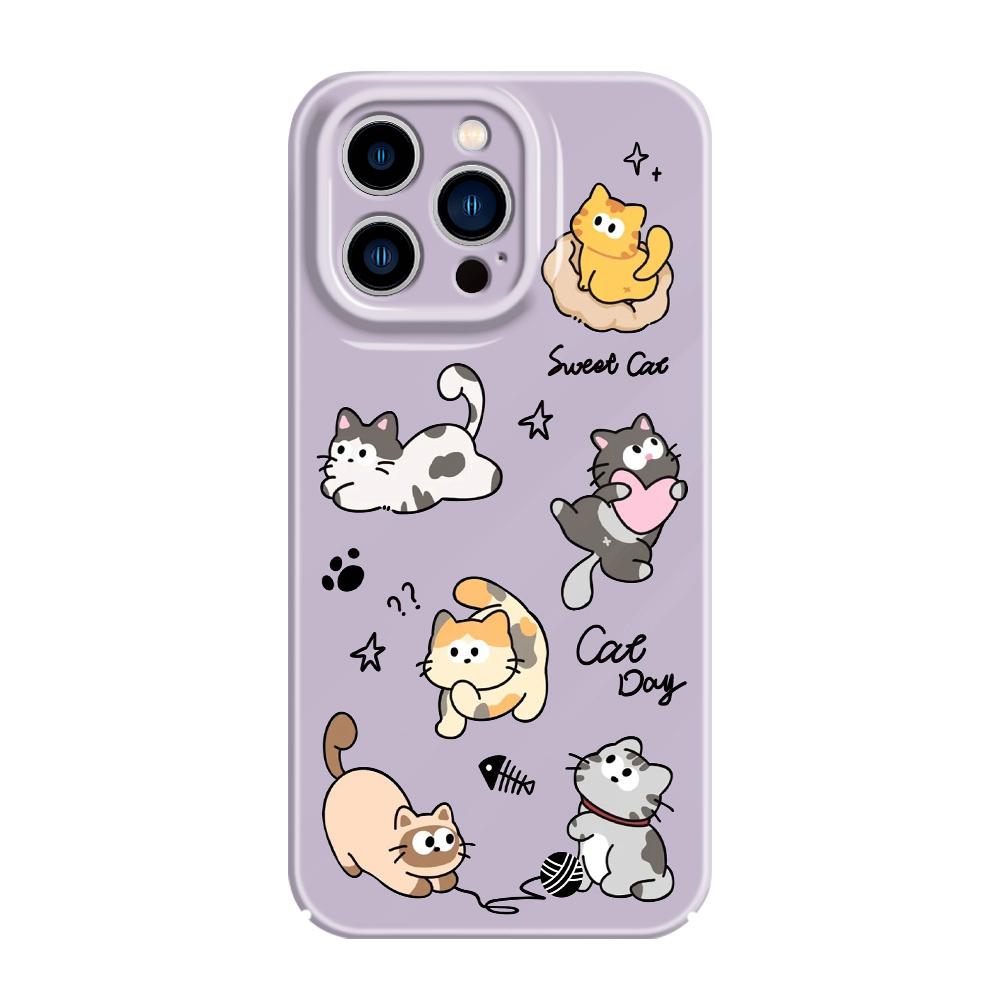 

Happy Cat Phone Case For iPhone 13 12 11 7 8 6 6S Plus Pro Max Mini X XS XR SE 2020 2022 Film Hard Cover iPhone 12 Mini