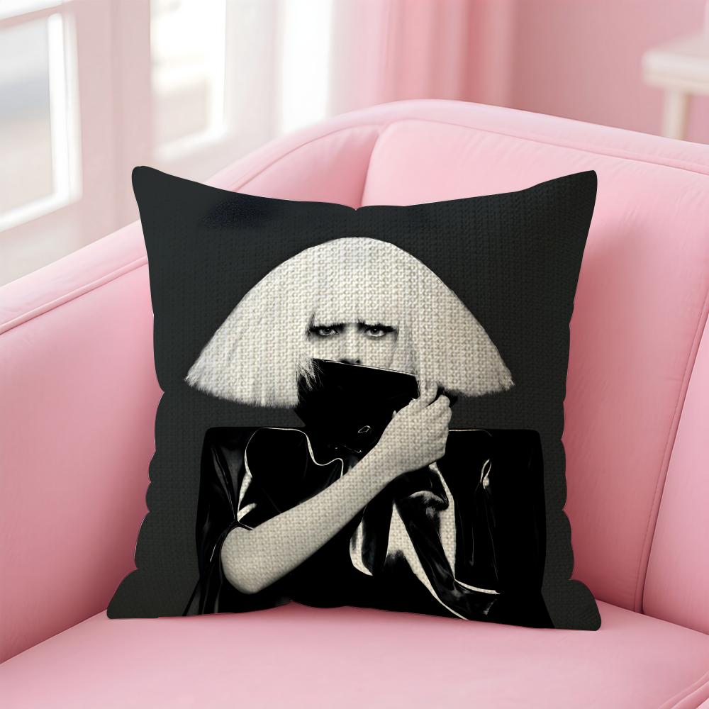 LLady GagaA Singer Cushion Cover Natural Linen Pillow Case DoubleSided Print Decorative Sofa Pillowcase Home Decor Gift
