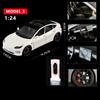 1:24 Model X Model Y Tesla Model 3 Alloy Die Cast Toy Car Model Sound and Light Children's Toy Collectibles Birthday Gift
