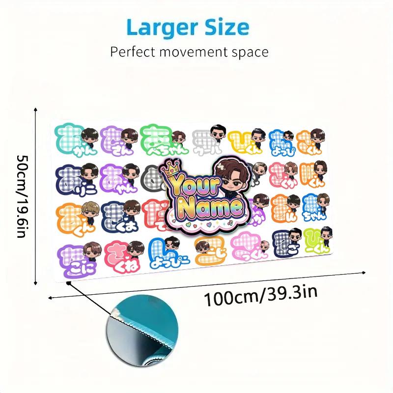 Cute Character Name Stickers Custom Name Large Size Mouse Pad Gaming Table Cushion Nonslip Laptop Tablet Big XXL Mat Mini PC Playmat With Lock edge