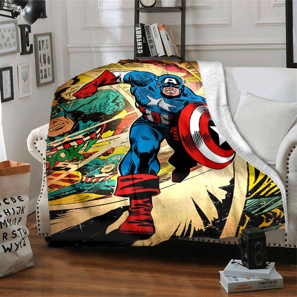 1Pc Captain America Action Blanket Soft And Comfortable Casual Warm Camping Travel Christmas Halloween Xmas Gift M928671