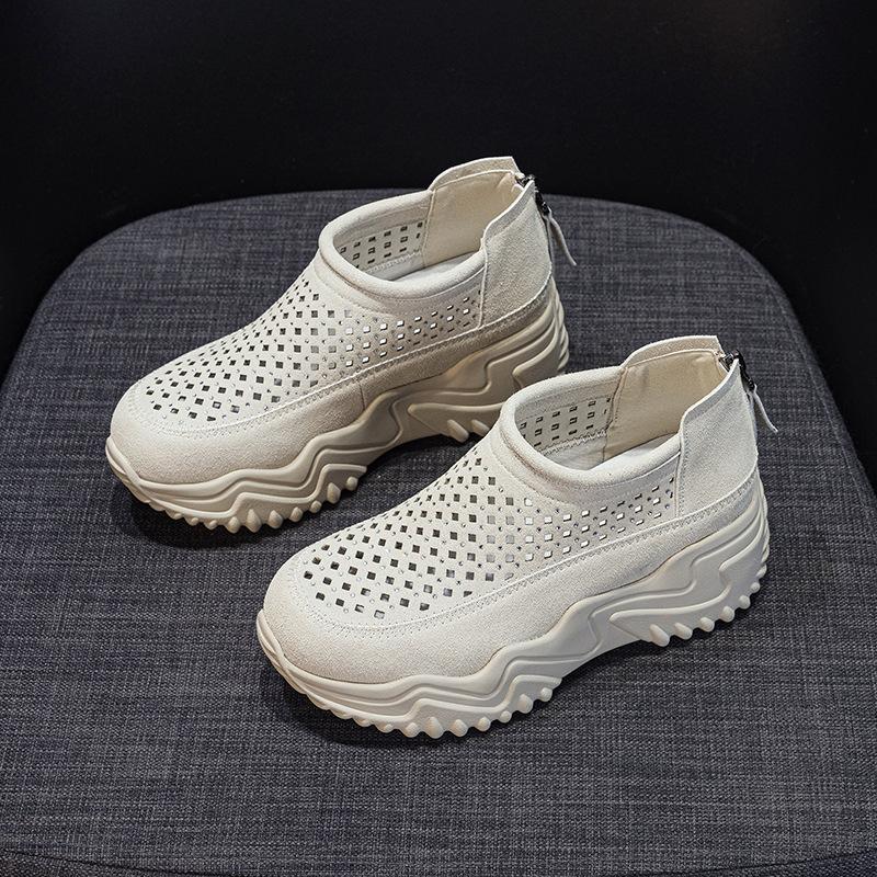 

Breathable sandals women s summer 2025 new punching sandals casual fashion versatile inner height increase hollow hole women s shoes 40