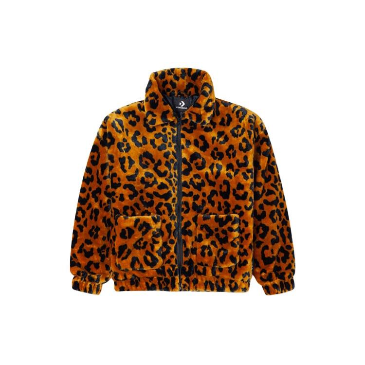 Converse Retro Leopard print Loose Jacket Couple Style Asia Sizing Brown Men s 10022557-A01 L