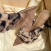 Pointed Spice Girl High-end Leopard Print Fluffy Slippers 2025 Fashion New Women's Outside Wear Korean Edition Heightened