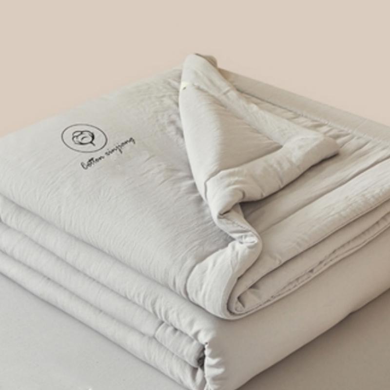 1pc Unprinted Cotton Quilt  Cool Summer Air Conditioning  Solid Color  Skin Friendly  Washable  Lightweight