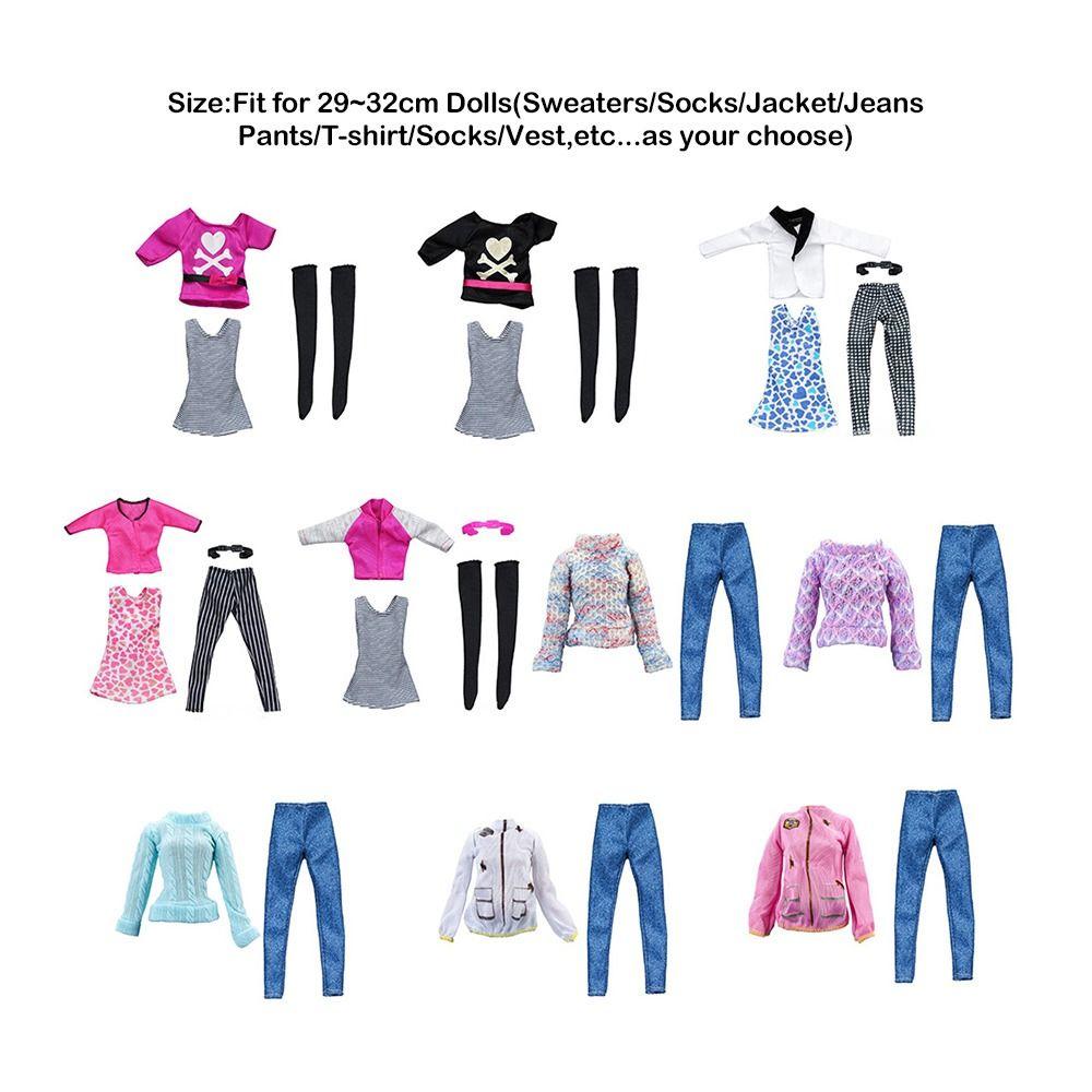 1 Set DIY Handmade Doll Sweaters Jeans Pants for 1/6 Doll/For 29~32cm Doll Clothes Accessories