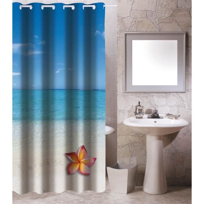 Rideau de douche - MSV - Paradise - Bleu - 180x200cm