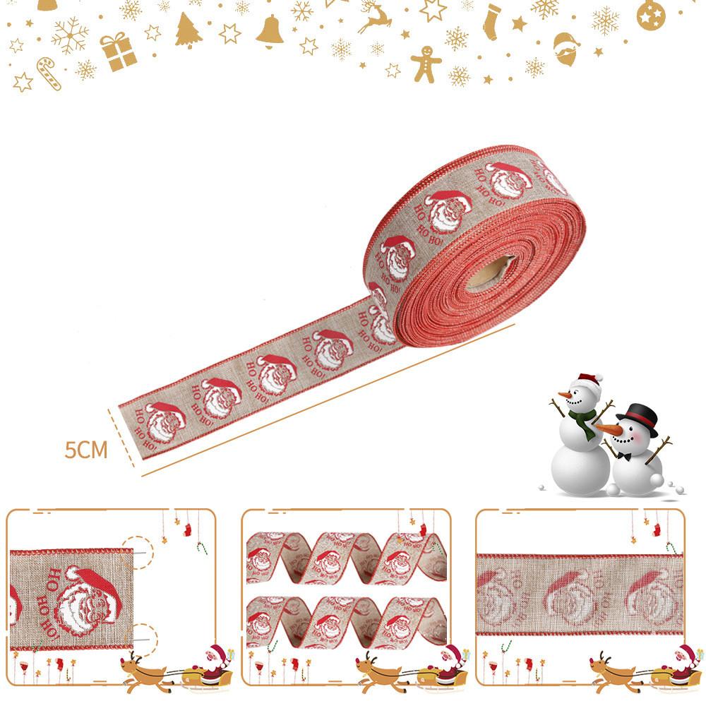 Charming Season Holiday Ribbon With Santa Faces Ideal For Christmas Present Decoration