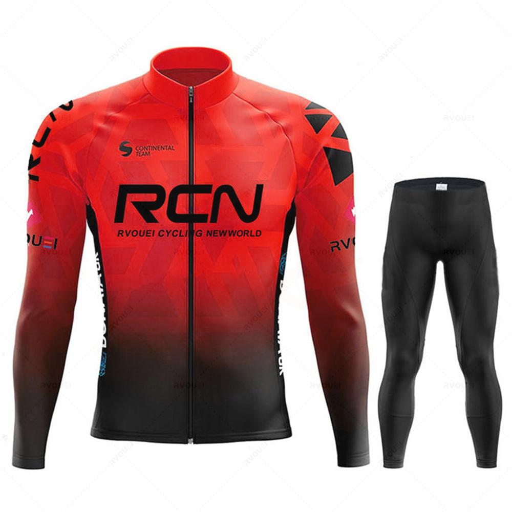 New 2026 Rcn Team Autumn Cycling Jersey Set Rvouei Men Long Sleeve Bicycle Clothing MTB Maillot Bike Uniform Bib Ropa Ciclismo