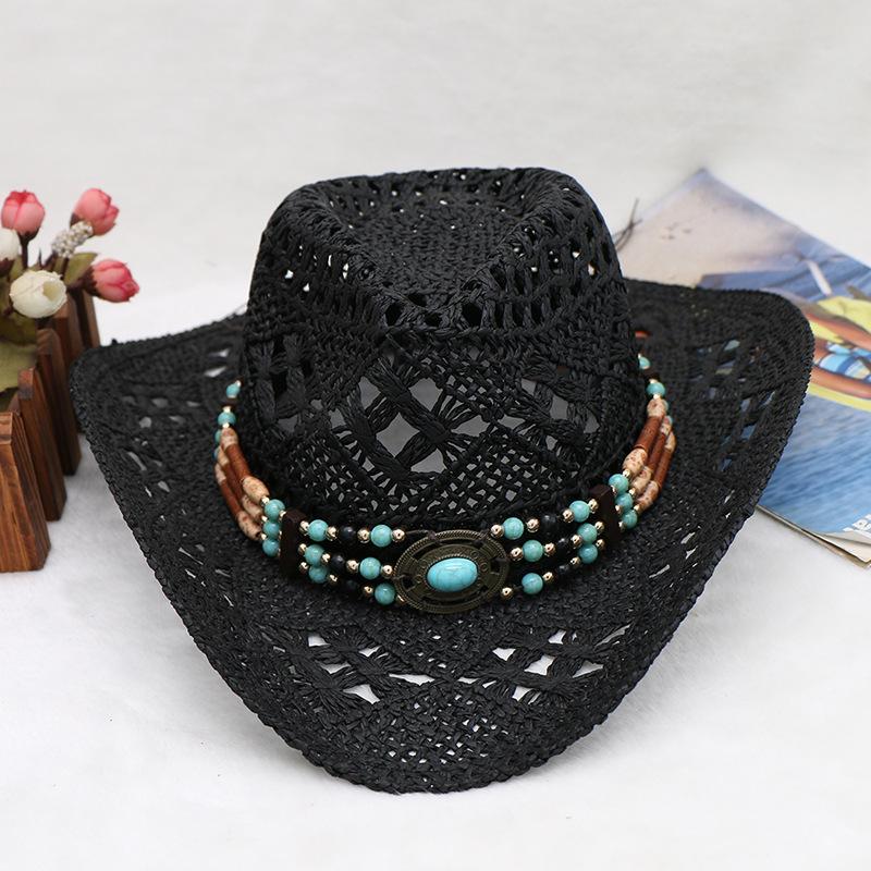 Bohemian Hollow Cowboy Hat Men'S Hat Summer Western Cowboy Beach Hat