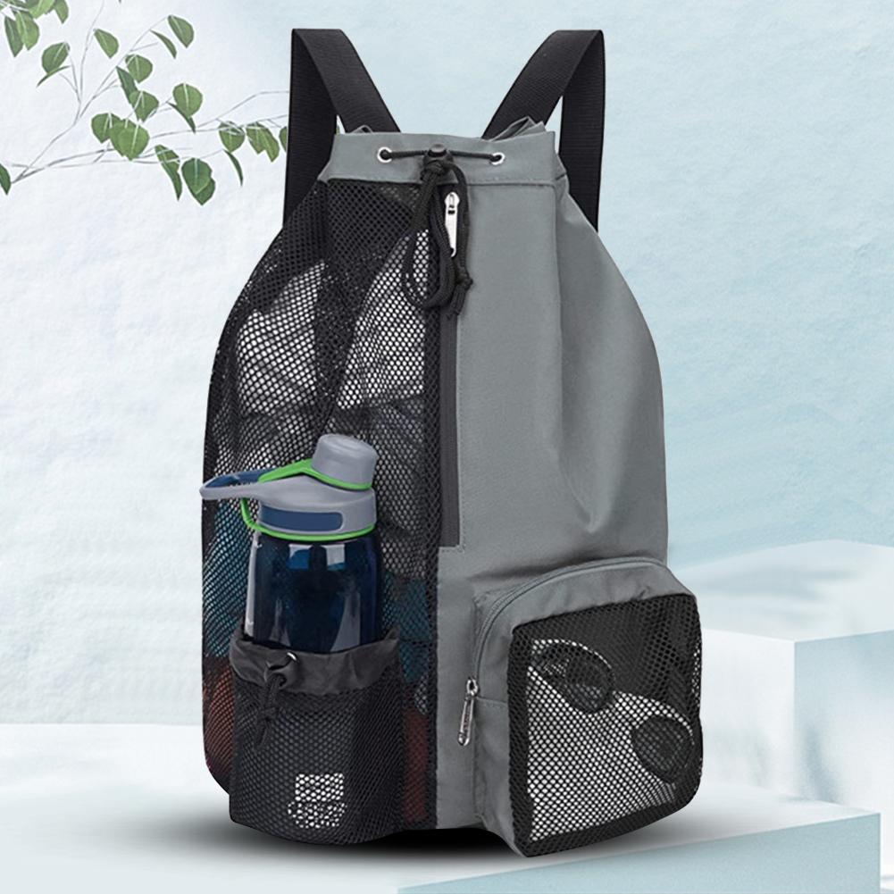 Beach Storage Backpacks Drawstring Swimming Bag with Wet Pockets Thickened Mesh Lightweight Comfortable for Training Equipment