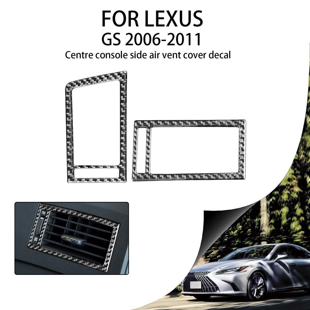 For Lexus GS 2006-2011 Center Console Side Air Outlet Vent Cover Trim Sticker Decal Carbon Fiber Interior Car Accsesories