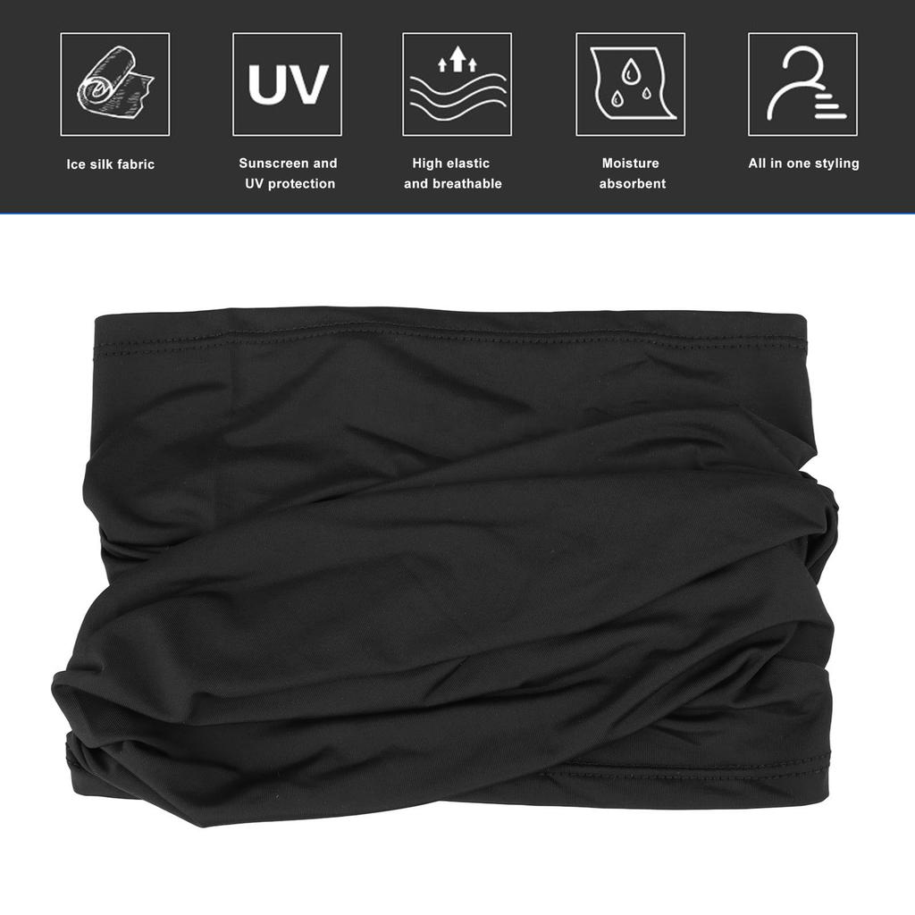 Gola de Pescoço Proteção UV Sol Lenço de Rosto Verão Respirável Seda Gelo Protetor Facial para Ciclismo Preto