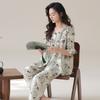 Pajamas Women's 1011 New Summer Thin Short-sleeved Tencel Court Style Large Size Can Be Worn Outside Loungewear Suit