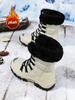 Damen-Stiefel, Winter, weißer Schneestiefel, kurzer Stil, wasserabweisendes Obermaterial, rutschfeste Qualität, schwarze Schuhe aus Plüsch