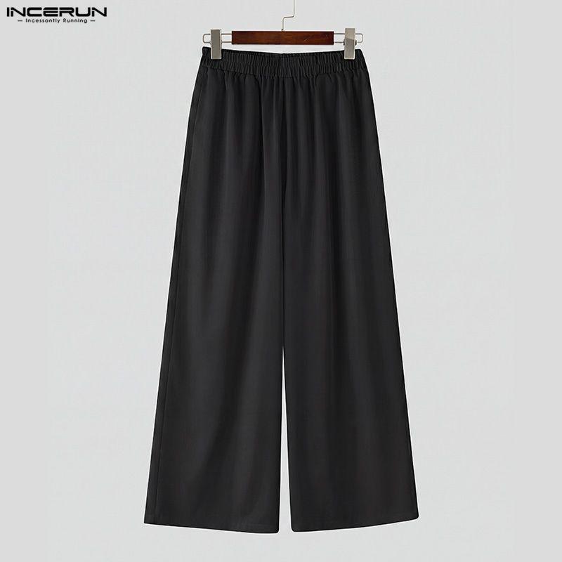 INCERUN Mens Vintage Ethnic Sets Solid Color Stand Collar Long Sleeve Irregular Tunic Top and Loose Pants Outfits