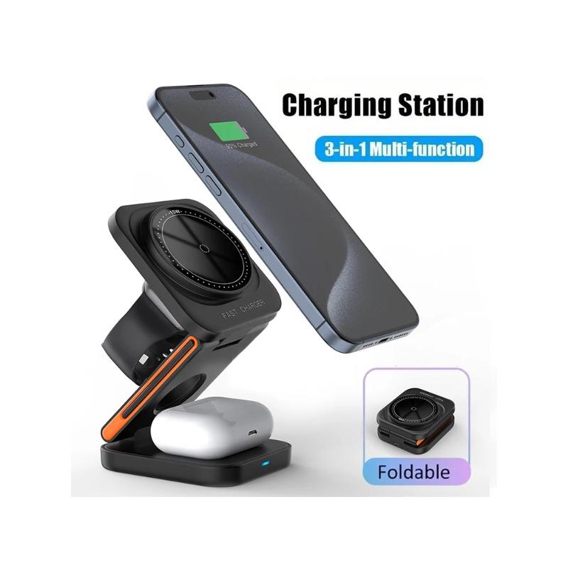 3 In 1 30W Wireless Charger iPhone Magnetic Foldable Wireless Charging Station for iPhone15 14 13 12 Pro  Watch 8 9 Airpods
