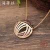 New Enamel Color Round Hollow Geometric Line Small Pendant, Women's Simple Irregular Line Necklace