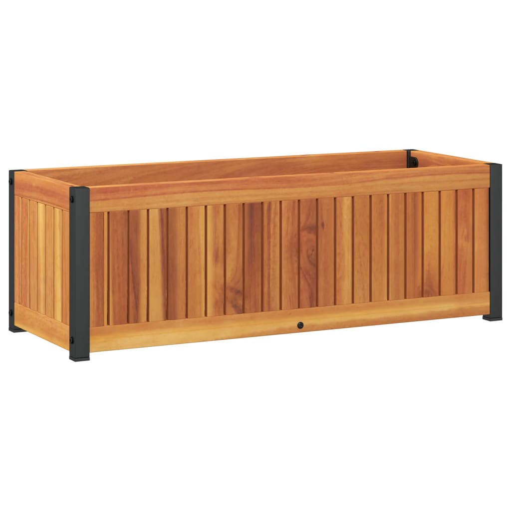 Plant Pot 80x30x27.5 cm Solid Acacia Wood and Steel