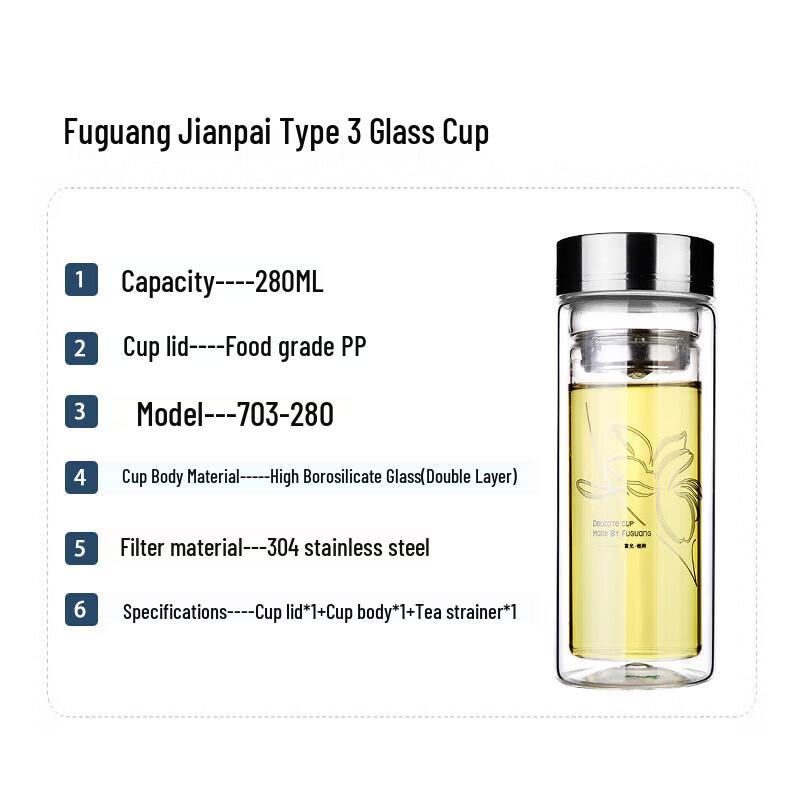 Fuguang High Borosilicate Glass Tea Infuser Bottle