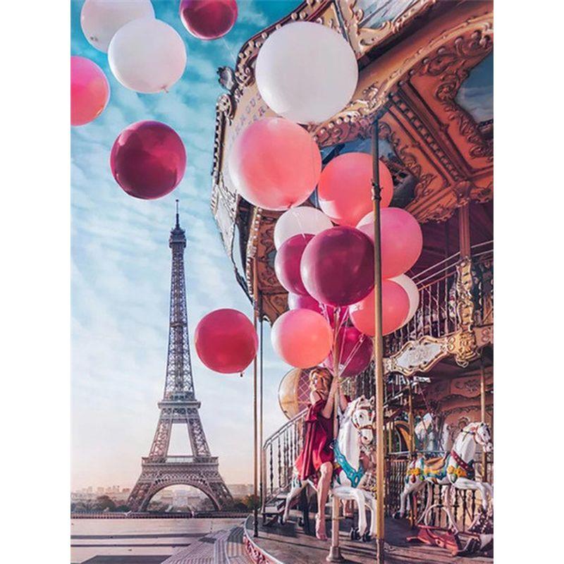 

5D Алмазная Мозаика Воздушный Шар Картина Стразами Алмазная Живопись Пейзаж Мозаика Искусство Рукоделие Девушка Декор Для Дома Full Round 20x25CM