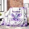 Elephant Flowers Butterflies Personalized Home Customize Your Name Blankets Comfortable Soft Lightweight Allseason Multipurpose Blanket For Picnic