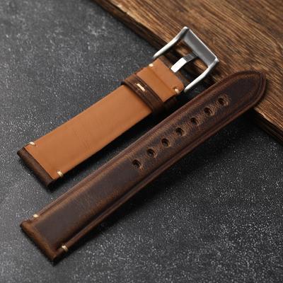 Per Cinturino Uomo Vintage in Pelle Cerata Olio Italiana 18 19 20 21 22MM Spesso Braccialetto Orologio Braccialetto Marrone in Pelle Crazy Horse