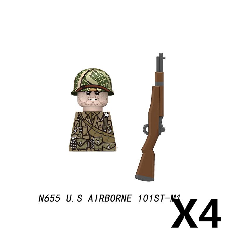 Military Soldier Figure Building Blocks British US French Army Weapons 101 Airborne Division Officer Infantry M1 Toys Gifts D126