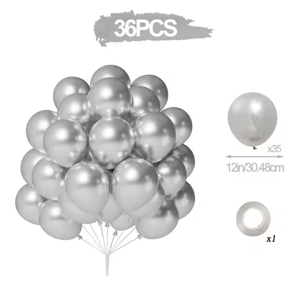 36pcs 12inch Balloon Bundle Set Gold Silver Metal Baloon Black Confetti Ballons Wedding Birthday Party Decorations Baby Shower