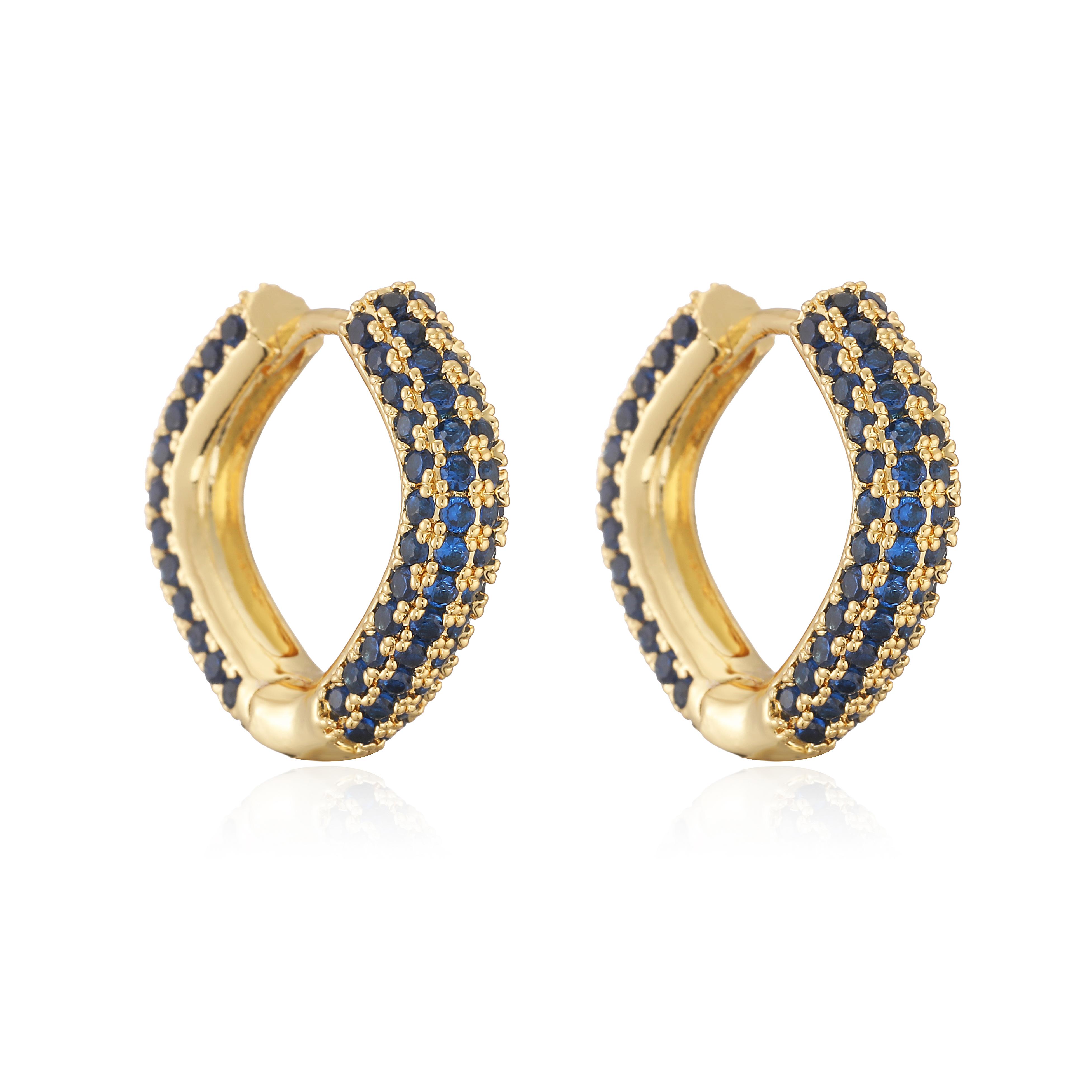 

Copper with 18K Gold Plating Exquisite Luxury Zircon Square-Shaped Hoop Earrings Ladies Party Accessories 1 Pair Other