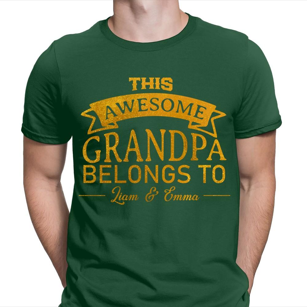This Awesome Grandpa Belongs To Personalised Fathers Day Birthday T Shirt 2T1A1