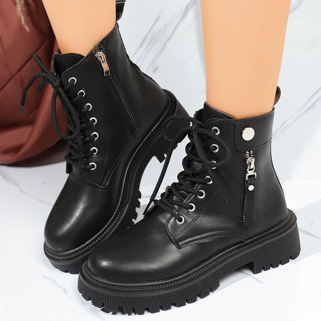 British style thick-soled heightening Martin boots for women's 2025 autumn new popular lace-up with skirt versatile short boots for children