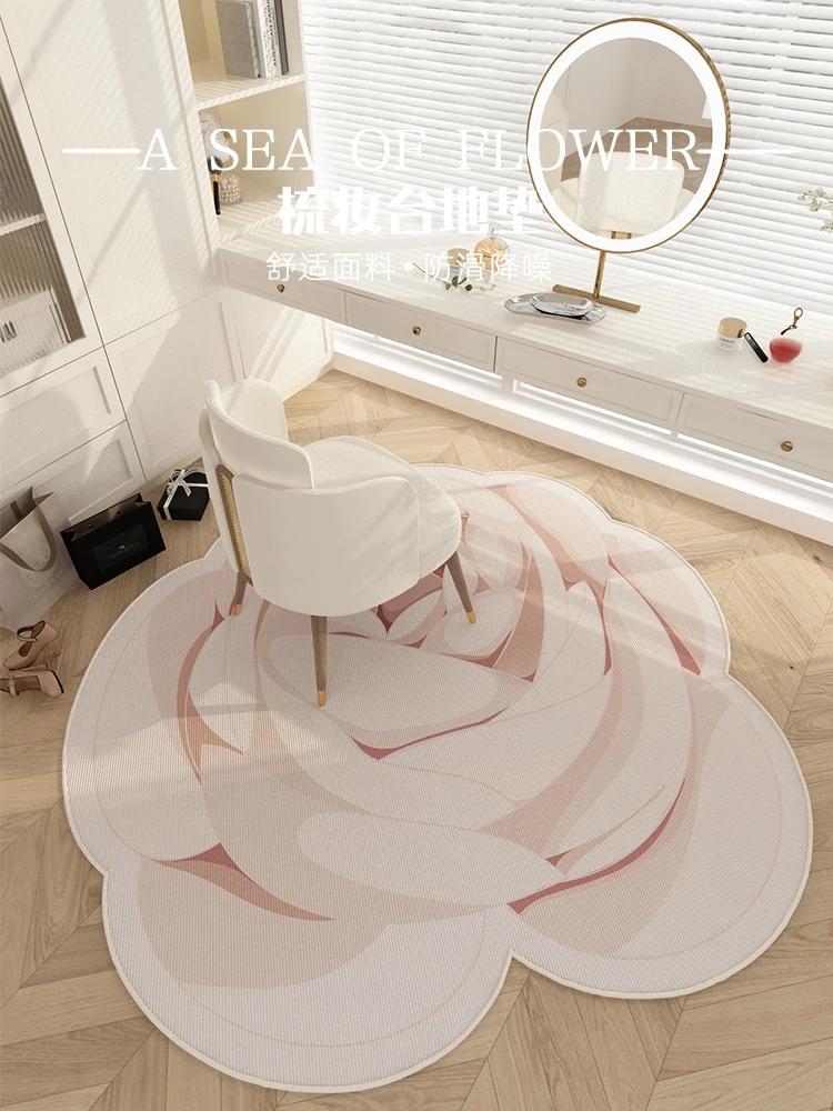 Flower Shape Cloakroom Floor Mat Large Area Luxury Rugs for Bedroom Thick Dresser Rug Nordic Living Room Decoration Plush Carpet