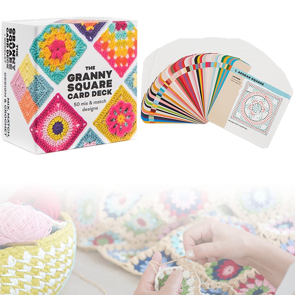 YAARUJEE Granny Square Knitting Kit for Crochet Pattern Handmade Guide and Instructions Yarn and Knitting Needles Not Cards, 50-Piece Set, Beginners,