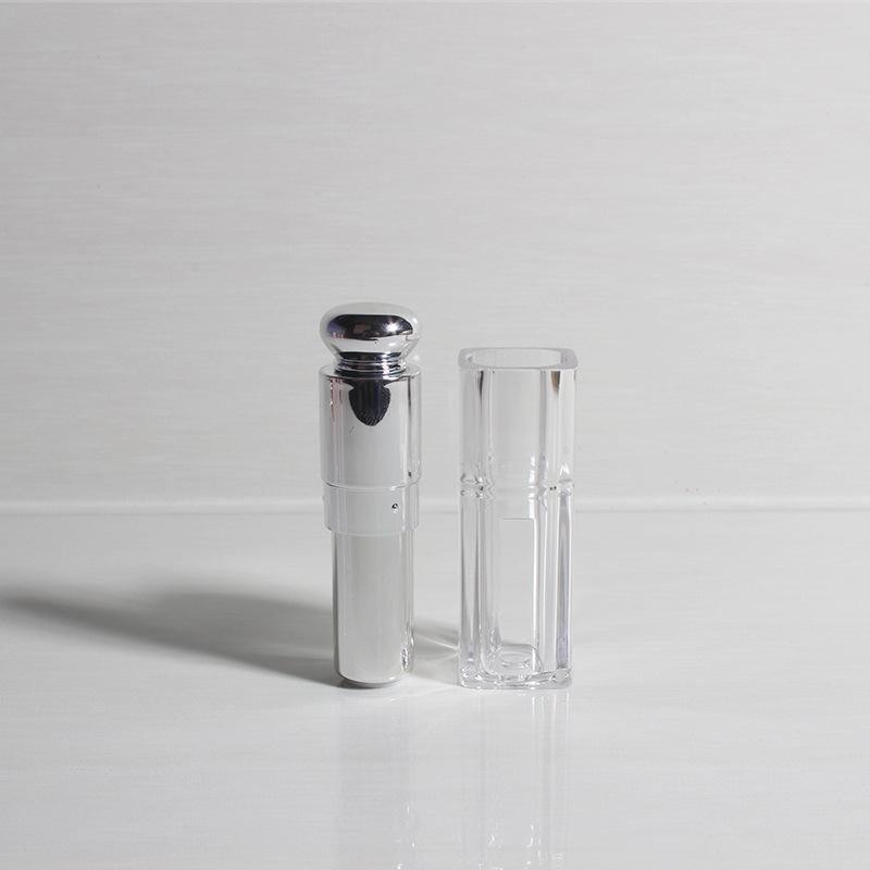 2.5g Mini Empty Lipstick Tube, Transparent Silver Powder Lip Balm Container, Cosmetic Packaging for DIY Lip Gloss