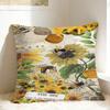 Sunflower Bee Pillow Case  Soft Pillow Cover Fashion Cushion Cover For Sofa Home Decor