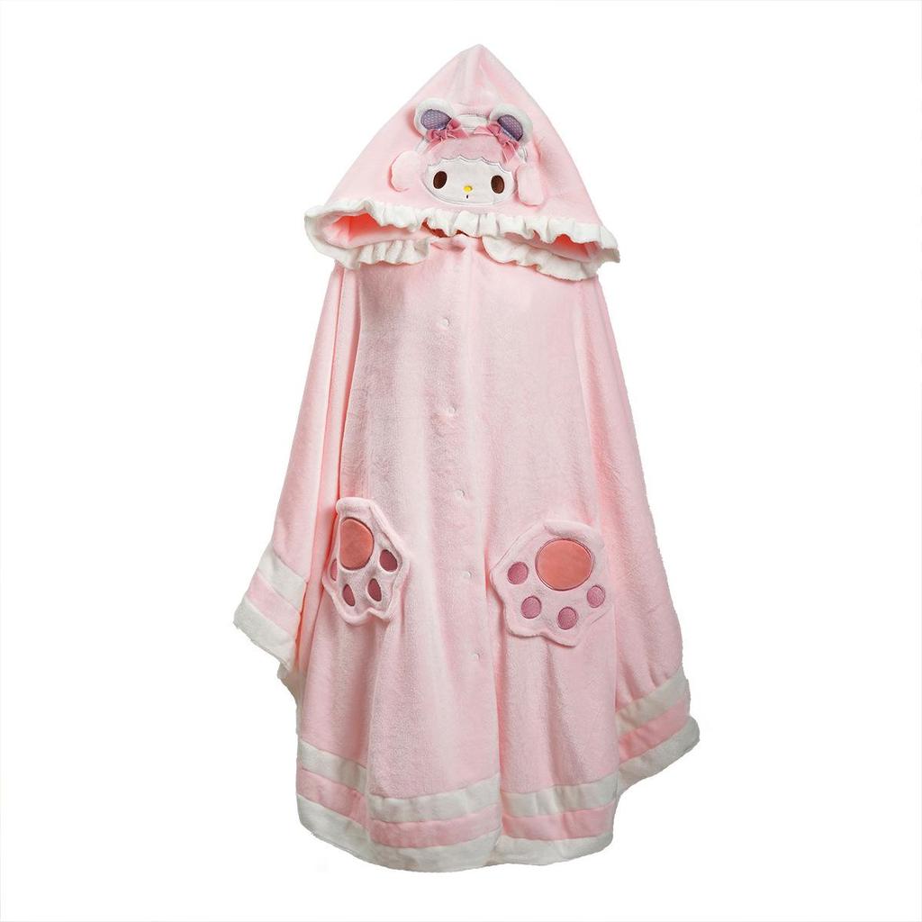Cartoon Sheep Wool Blanket Shawl: Cozy Hooded Nap Cloak for Autumn & Winter