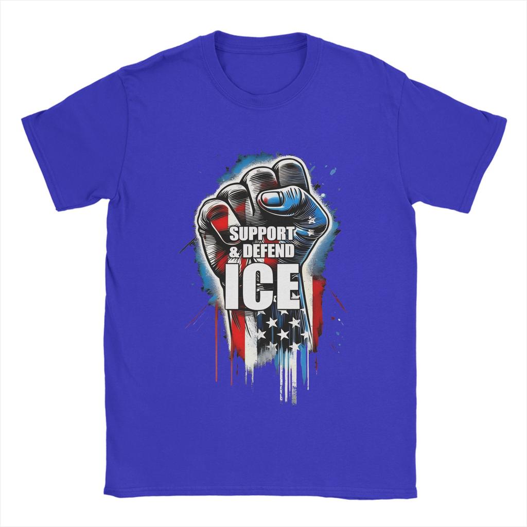 Mens TShirt Support And Defend ICE Amazing Cotton Tee Shirt Short Sleeve T Shirts Crew Neck Clothes Graphic