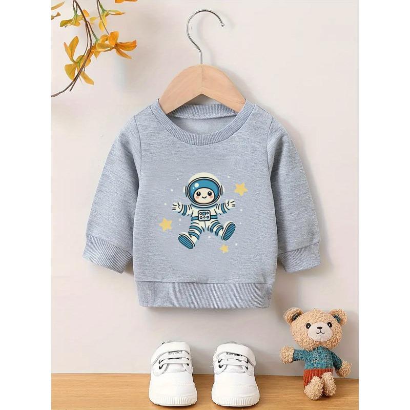 European Sizes A Cozy And Stylish Print Design, This Lightweight Round-Neck Sweatshirt for Baby Kids with Its Easy And Versatile Style