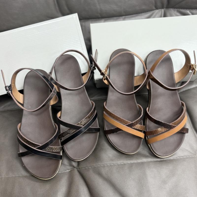 Fashion Retro Cross Strap Summer Women Sandals Large Size Non Slip Rubber Soles High Quality Brand Leather Flat Beach Shoes for Female