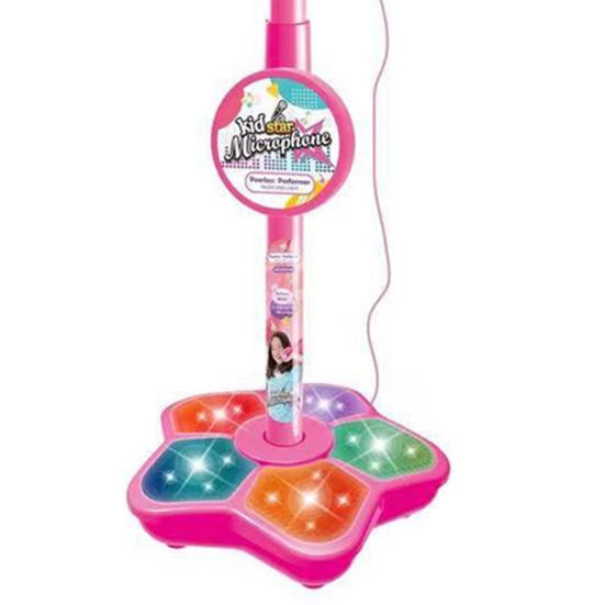 Kids Microphone Toy with Height Standing Stand Toddlers Boys Girls Karaoke Machine with LED Light Music Children Adjustable Mic Singing Musical Toy