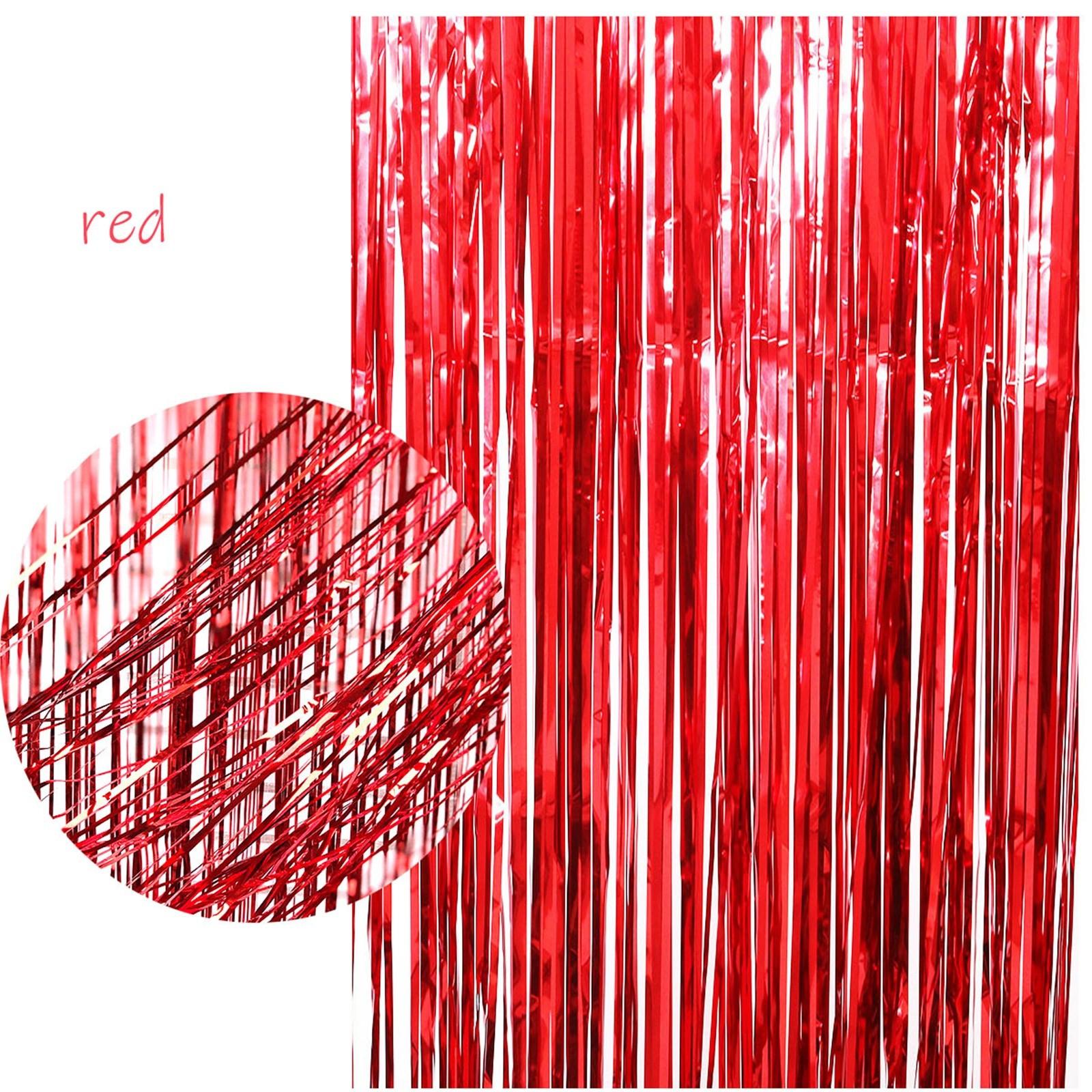 

3,3 х 6,6 футов, фольгированные занавески F с кольцами, украшения для вечеринок, занавески B для вечеринок, дверные ленты One Size красный